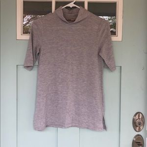 Gray Mock Turtle Neck Short Sleeve